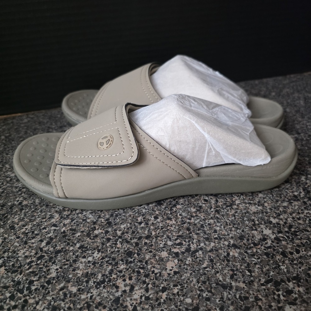Vionic Kiwi Slide Sandals Women's Size 8 Taupe Adjustable Orthotic Comfort